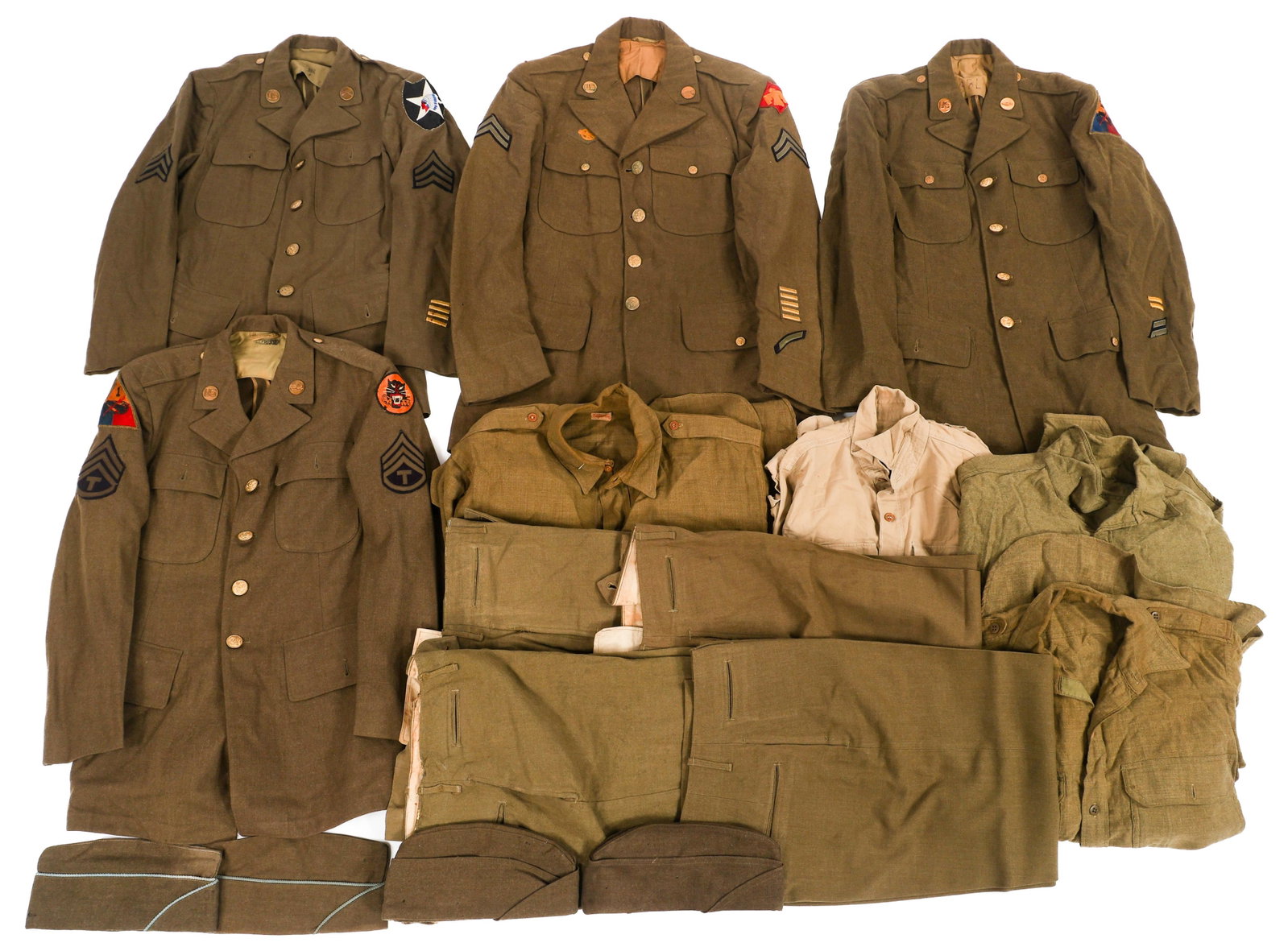 WWII US ARMY INFANTRY & ARMORED NCO UNIFORM SETS (1 of 20)