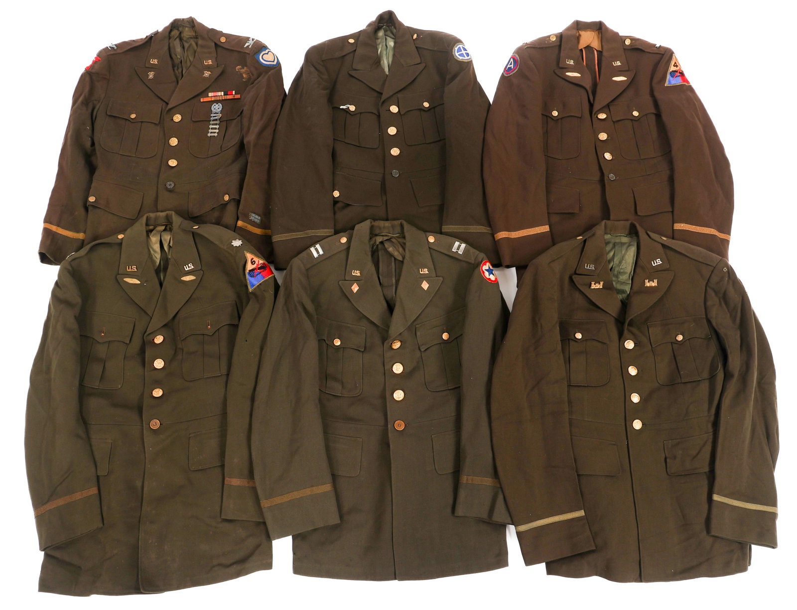 WWII US OFFICER CHOCOLATE ELASTIQUE SERVICE TUNICS (1 of 20)