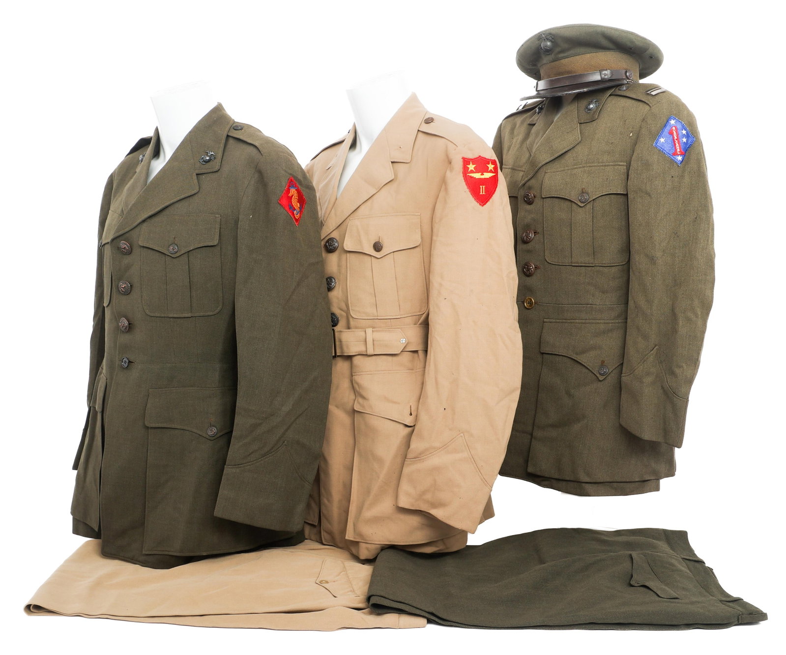 WWII USMC NAMED 1st MARINES & 2nd MAW UNIFORM SETS (1 of 20)