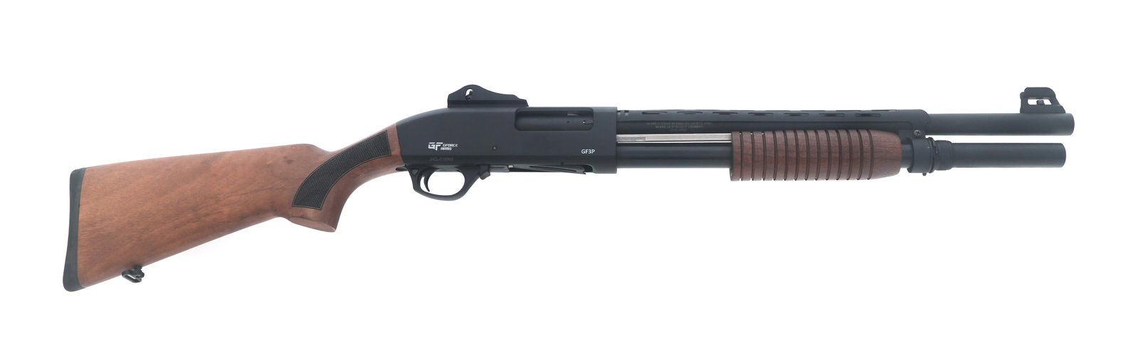 GFORCE ARMS MODEL GF3P 12 GA PUMP ACTION SHOTGUN: GFORCE ARMS MODEL GF3P 12 GA PUMP ACTION SHOTGUN GForce Arms Model GF3P 12 gauge pump action shotgun. GForce Arms import stamp. 3" chamber. Removable chokes. Heat shield. LOP: 14.25". Caliber / Gauge: