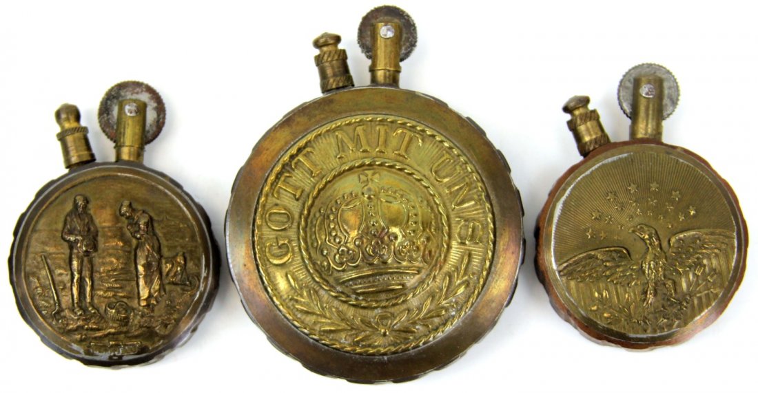 WWI TRENCH ART LIGHTER LOT OF THREE: WWI TRENCH ART LIGHTER LOT OF THREE Country: Mixed
