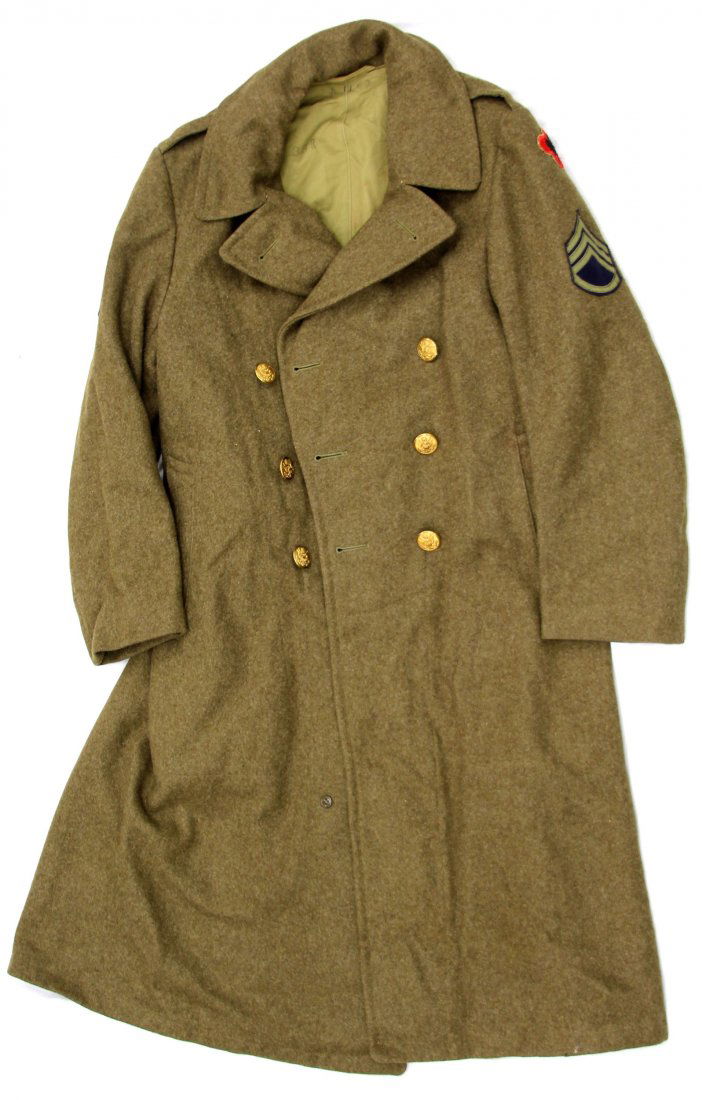 WWII US ARMY WOOL TRENCH COAT Lot 8208