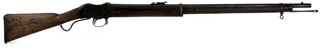 MARTINI HENRY ACTION RIFLE NEPALESE MARKINGS: MARTINI HENRY ACTION RIFLE NEPALESE MARKINGS Martini Henry action rifle resembling the British P-1871 Short Lever Martini Henry. Rifle is unmarked, with the exception of Nepalese, or possibly Indian m