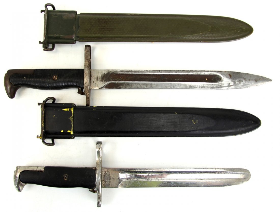 TWO US BAYONETS M1 GARAND AND ALTERED 1905: TWO US BAYONETS M1 GARAND AND ALTERED 1905 Two WS M-1 Garand bayonets. One with "UC" marked blade, and one Model 1905 bayonet marked SA and dated 1914, ground down with altered grips. Type: Bayonet Co