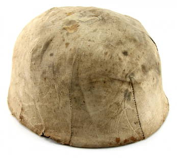 WWII GERMAN FALLSCHIRMJAGER PARATROOPER HELMET: WWII GERMAN FALLSCHIRMJAGER PARATROOPER HELMET WWII German Fallschirmjager paratrooper helmet. Helmet has no decals, with aluminum rivets unpainted, and white cloth over. Liner marked with ink written