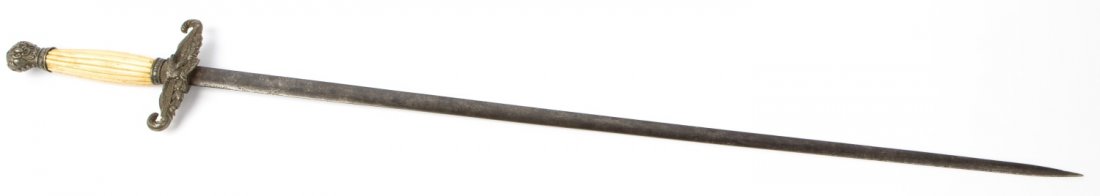 BONE HANDLE AMERICAN MILITIA NCO SWORD: BONE HANDLE AMERICAN MILITIA NCO SWORD Type: Sword Country: US Blade Length: 28" Overall Length: 34" Provenance: From the collection of Darryl E. Kinnison