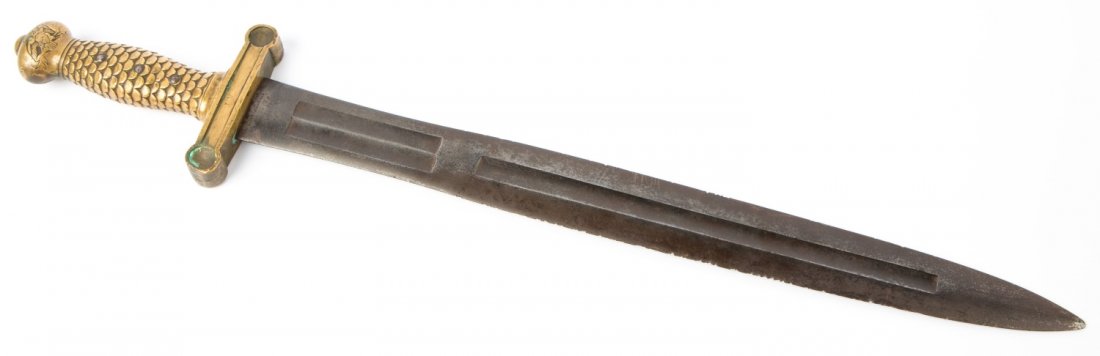 CIVIL WAR M1832 FOOT ARTILLERY SWORD BY N.P. AMES: CIVIL WAR M1832 FOOT ARTILLERY SWORD BY N.P. AMES Dated 1844. Type: Sword Country: US Blade Length: 19" Overall Length: 25" Provenance: From the collection of Darryl E. Kinnison