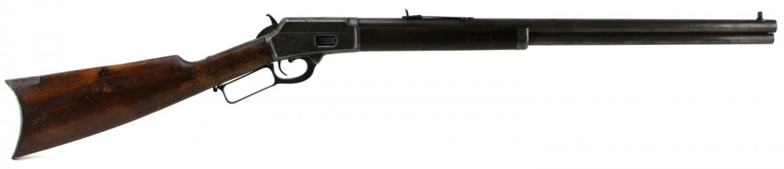MARLIN MODEL 1889 LEVER ACTION RIFLE IN .38-40 WCF: MARLIN MODEL 1889 LEVER ACTION RIFLE IN .38-40 WCF Marlin Mode 1889 lever action rifle. 24 inch round barrel, roll-stamped: "MARLIN FIRE-ARMS CO. NEW-HAVEN CT. U.S.A./PATENTED OCT. 11. 1887. APRIL 2. 