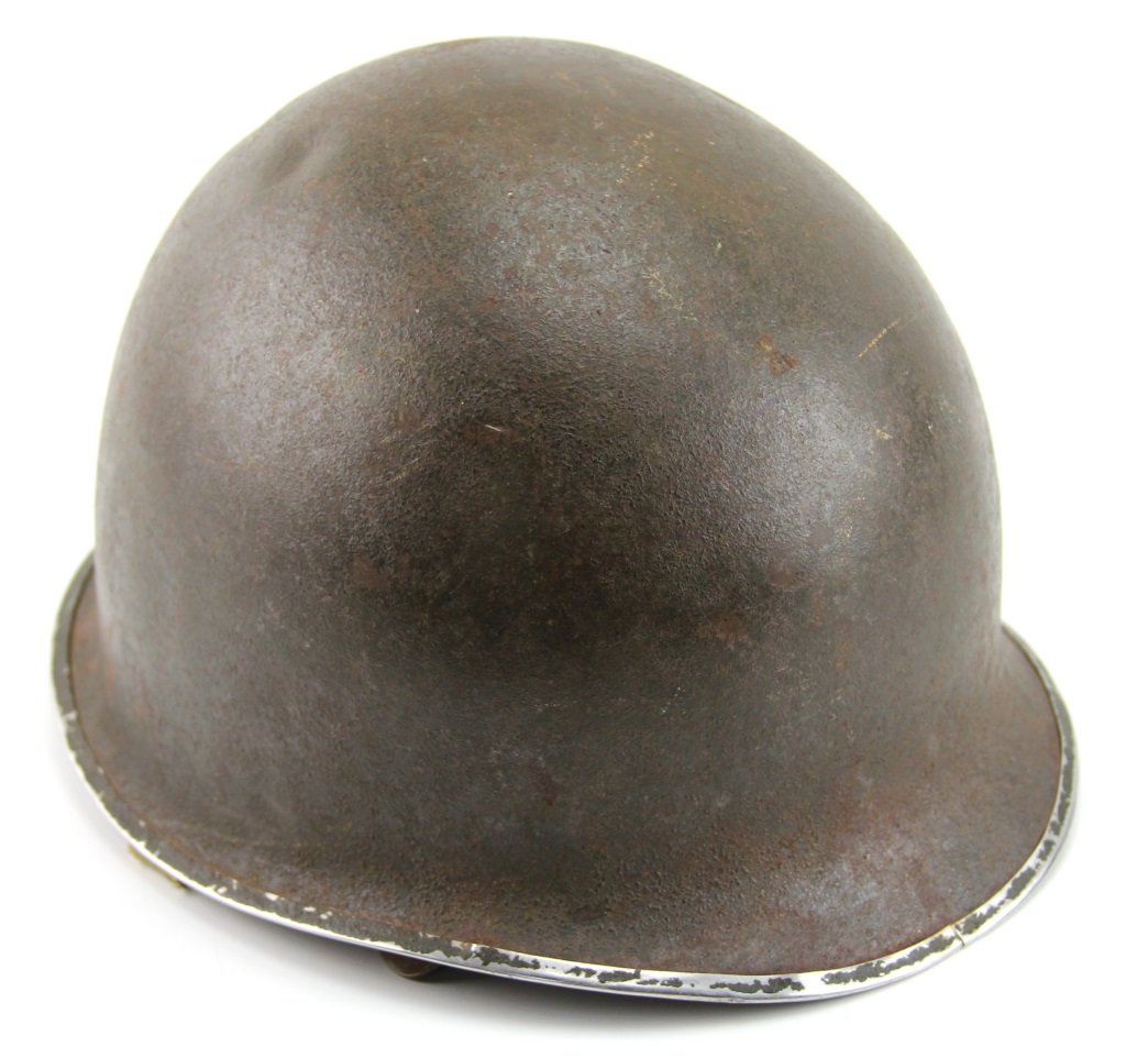 WWII US M1 FIXED BALE HELMET WITH LINER: WWII US M1 FIXED BALE HELMET WITH LINER Era / Conflict: WWII Country: US Provenance: Collection of WWII Veteran Joseph R. Cirillo. Items in this collection were brought back by Cirillo following the W