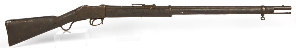 NEPALESE GAHENDRA MARTINI RIFLE: NEPALESE GAHENDRA MARTINI RIFLE Nepalese Martini-Henry Gahendra Rifle. Likely from the cache of century old weapons discovered under the Old Palace of Lagan Silekhana in Katmandu, Nepal.