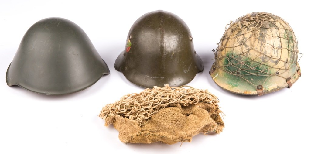 LOT OF 3 COLD WAR HELMETS: LOT OF 3 COLD WAR HELMETS Era / Conflict: Cold War Country: Mix Provenance: From the collection of Robert D. Mitchell, who served in the U.S. Army from September 1976 thru February 2001 as an Cobra an