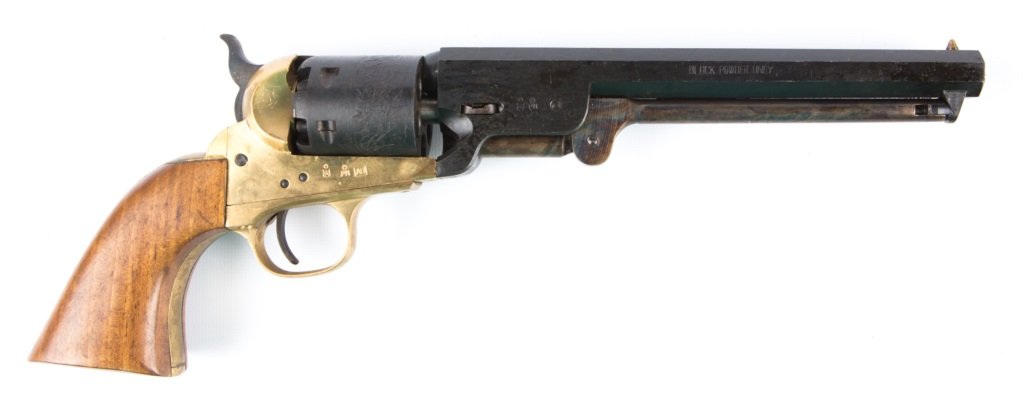 FIE ITALY M1851 36 CAL NAVY CAP & BALL REVOLVER: FIE ITALY M1851 36 CAL NAVY CAP & BALL REVOLVER Caliber / Gauge: 36 Barrel Length: 7.25" Serial Number: C7263 Provenance: Collection of Jack Barnhill (1918 - 2015). Jack lived an intriguing life, enga