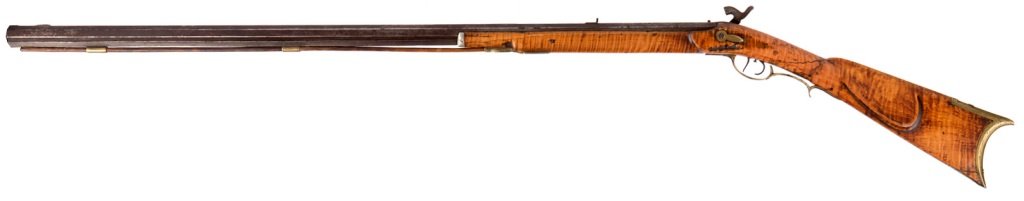 PERCUSSION HALF STOCK RIFLE: PERCUSSION HALF STOCK RIFLE Percussion half stock rifle. No makers marks.