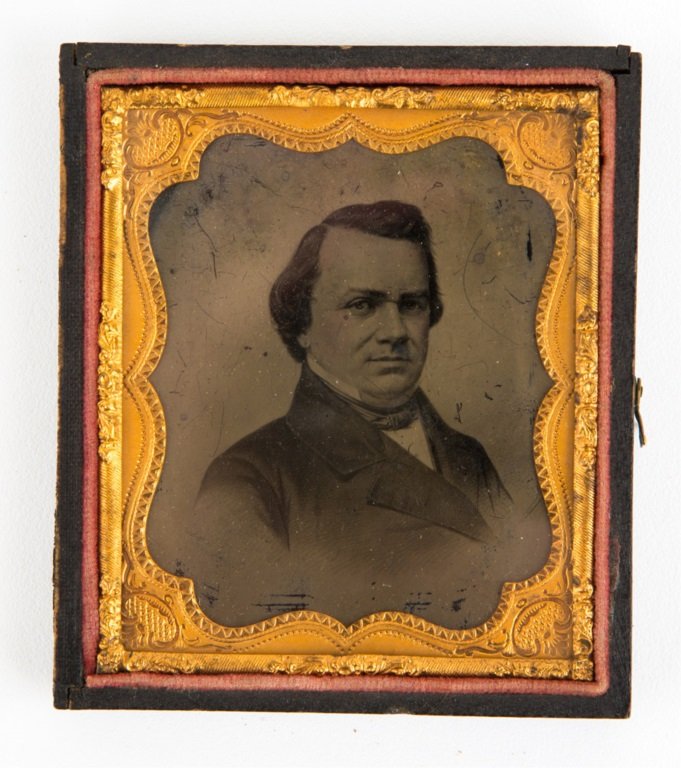 CIVIL WAR 1/6 PLATE TINTYPE OF STEPHEN DOUGLAS: CIVIL WAR 1/6 PLATE TINTYPE OF STEPHEN DOUGLAS Size: 3.25x3.625"