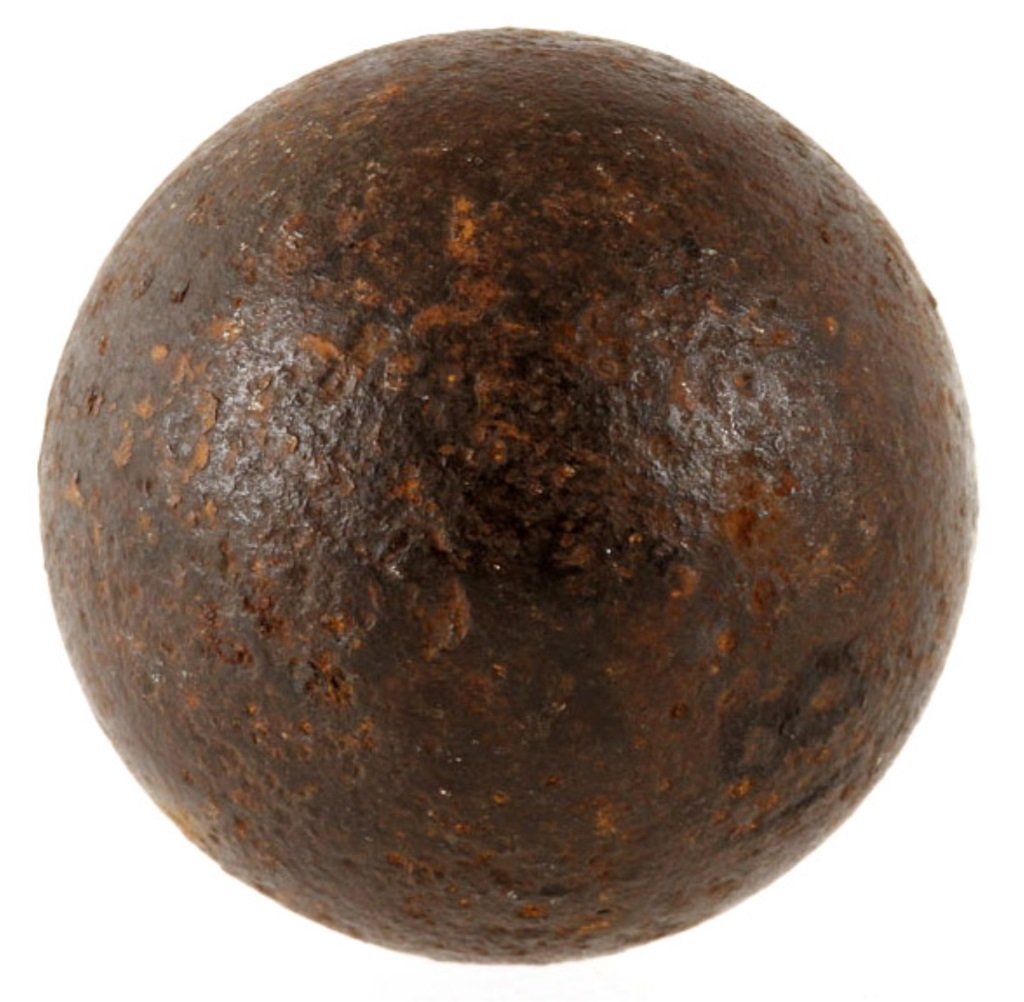 CIVIL WAR CONFEDERATE CANNON BALL MALVERN HILL: CIVIL WAR CONFEDERATE CANNON BALL MALVERN HILL Size: 6 lb Provenance: Collection of lifelong relic hunter, Wilbur C. Bedall. Born in 1929 and raised until about the age of 15 on Sunnyslope Orchard in
