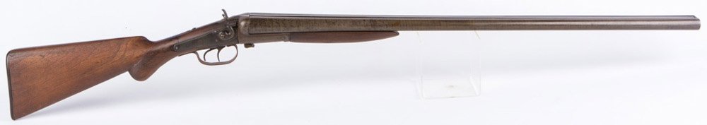 WILLIAM MOORE & CO SBS EXTERNAL HAMMER SHOTGUN: WILLIAM MOORE & CO SBS EXTERNAL HAMMER SHOTGUN William Moore & Co external hammer side by side shotgun. Barrel rib marked "Laminate Steel". Damascus pattern. Caliber / Gauge: 21 GA Serial Number: NSN