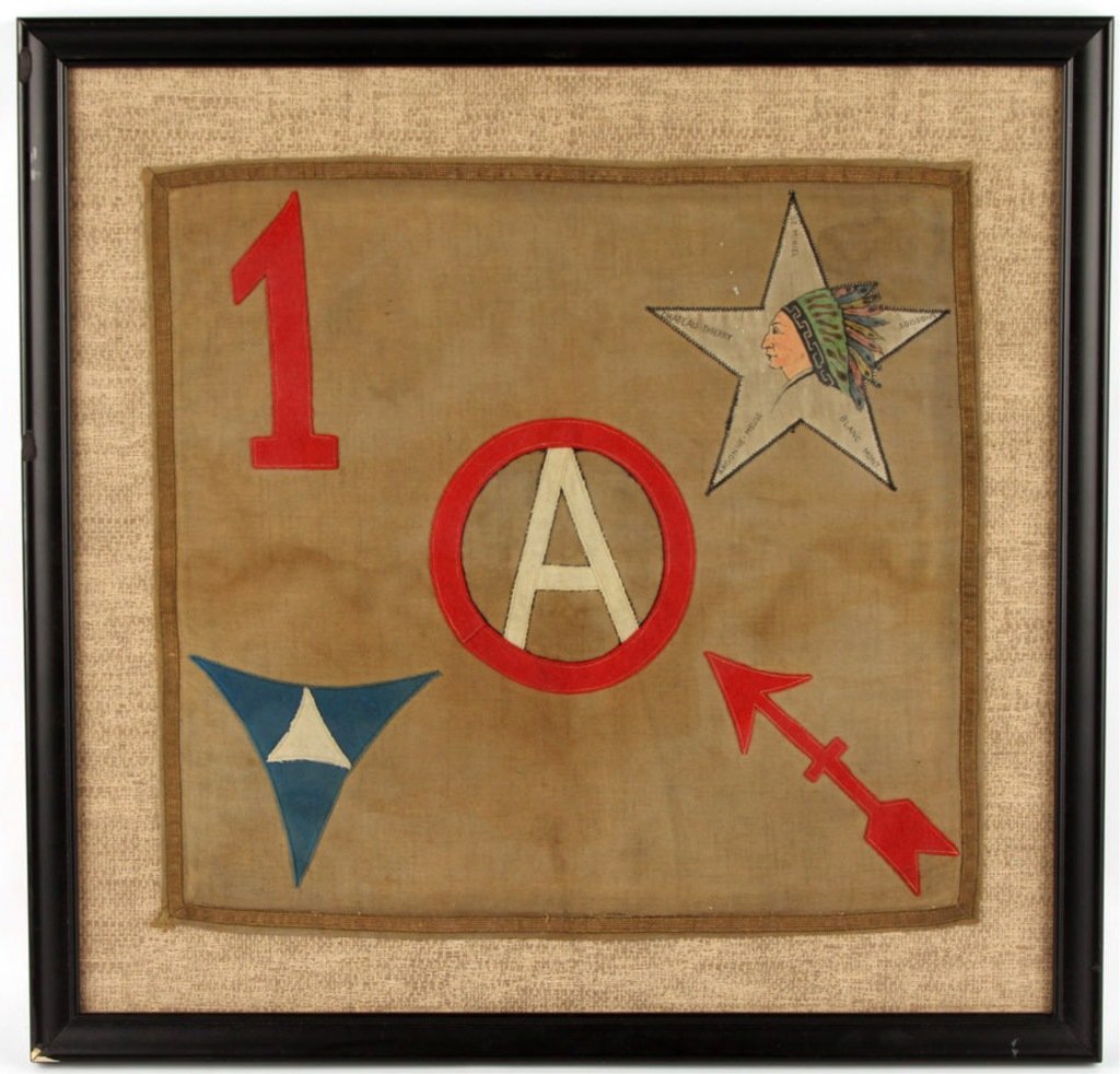 WWI US DIVISION EMBROIDERED FLAG: WWI US DIVISION EMBROIDERED FLAG Size: 17.5x16.5"