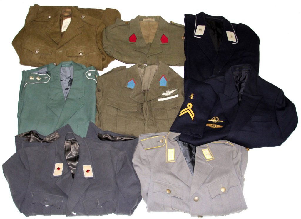 COLD WAR GERMAN MILITARY UNIFORM JACKET LOT OF 8: COLD WAR GERMAN MILITARY UNIFORM JACKET LOT OF 8 Condition: Very good. PreSale Estimate: 50.00 - 150.00