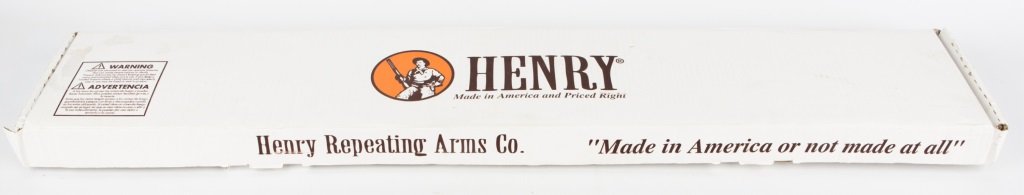 HENRY H001 LEVER ACTION 22 CAL RIFLE: HENRY H001 LEVER ACTION 22 CAL RIFLE Original box and papers. Caliber / Gauge: .22 Barrel Length: 18" Serial Number: 581810H