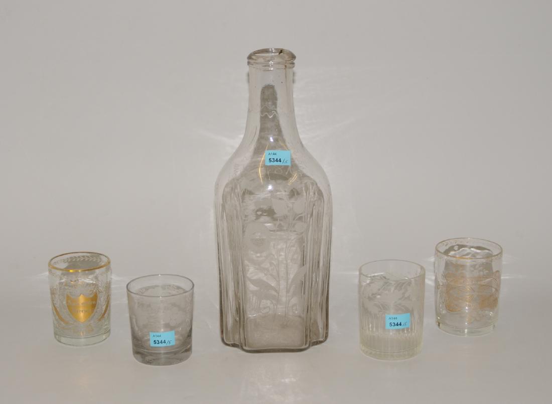 Lot: Flasche und 4 Gläser Böhmen, 19.Jh. Farbloses (1 of 1)