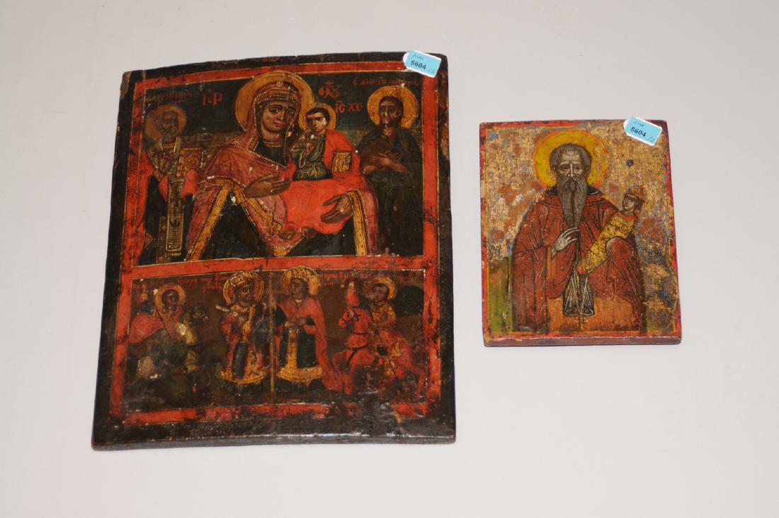Lot: 2 Heiligenikonen Griechisch, 19.Jh. Tempera über (1 of 1)