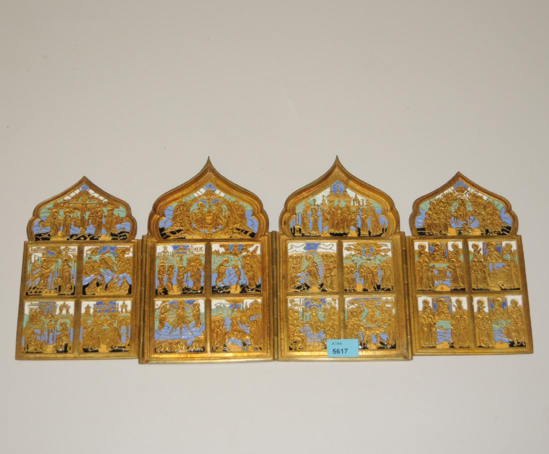 Grosse Metallikone "Tetraptychon" Russisch, 19.Jh. (1 of 1)