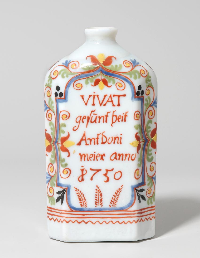 Schnapsflasche, alpenländisch Dat. 1750. Milchglas, auf (1 of 1)