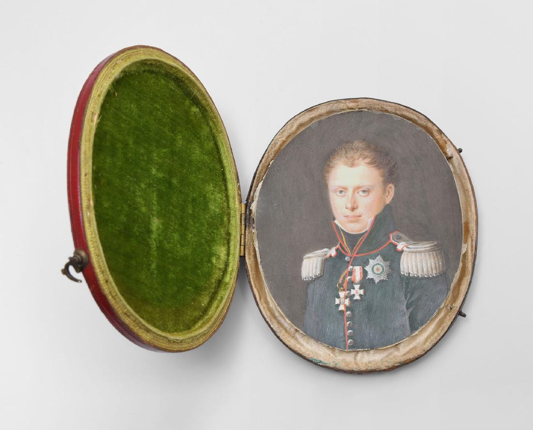 Herrenporträt in Etui 19.Jh. Gouache auf Elfenbein, (1 of 1)