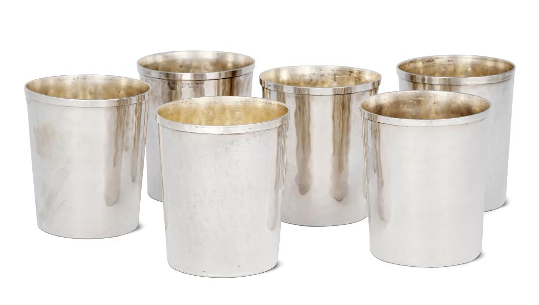 Lot: 6 Becher Italien, 20.Jh. Silber. Meistermarke BR. (1 of 1)