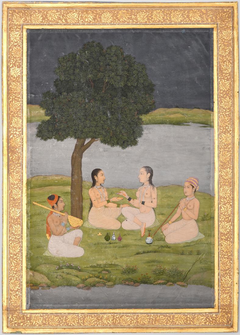 Miniaturmalerei Indien, 19.Jh. Pahari-Schule. Farbe und (1 of 2)