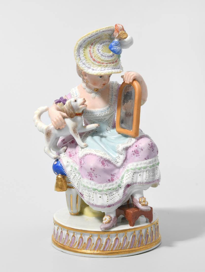 Mädchen mit Hund und Spiegel, Meissen Um 1900. Modell (1 of 1)