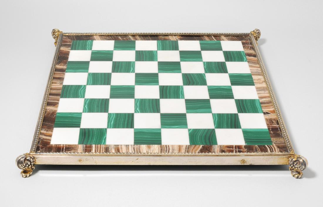 *Schachbrett 20.Jh. Spielfeld aus Malachit und Marmor (1 of 1)