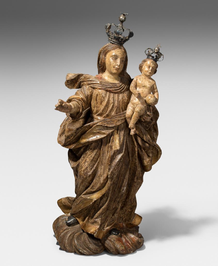 Maria mit Kind Spanien, Barock. Holz geschnitzt, Reste (1 of 12)