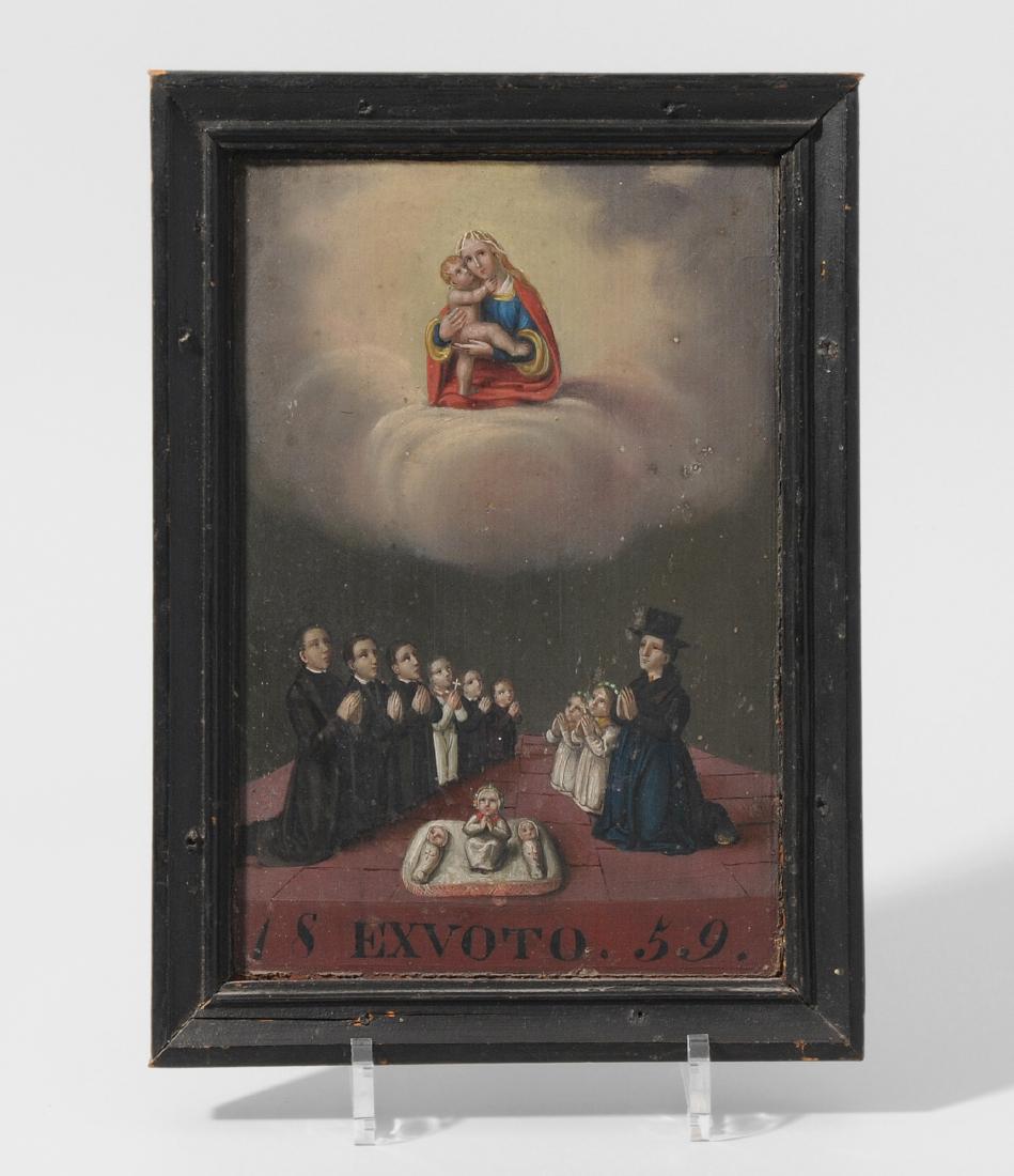 Votivbild Alpenländisch, datiert 1859. Öl auf Holz. In (1 of 1)