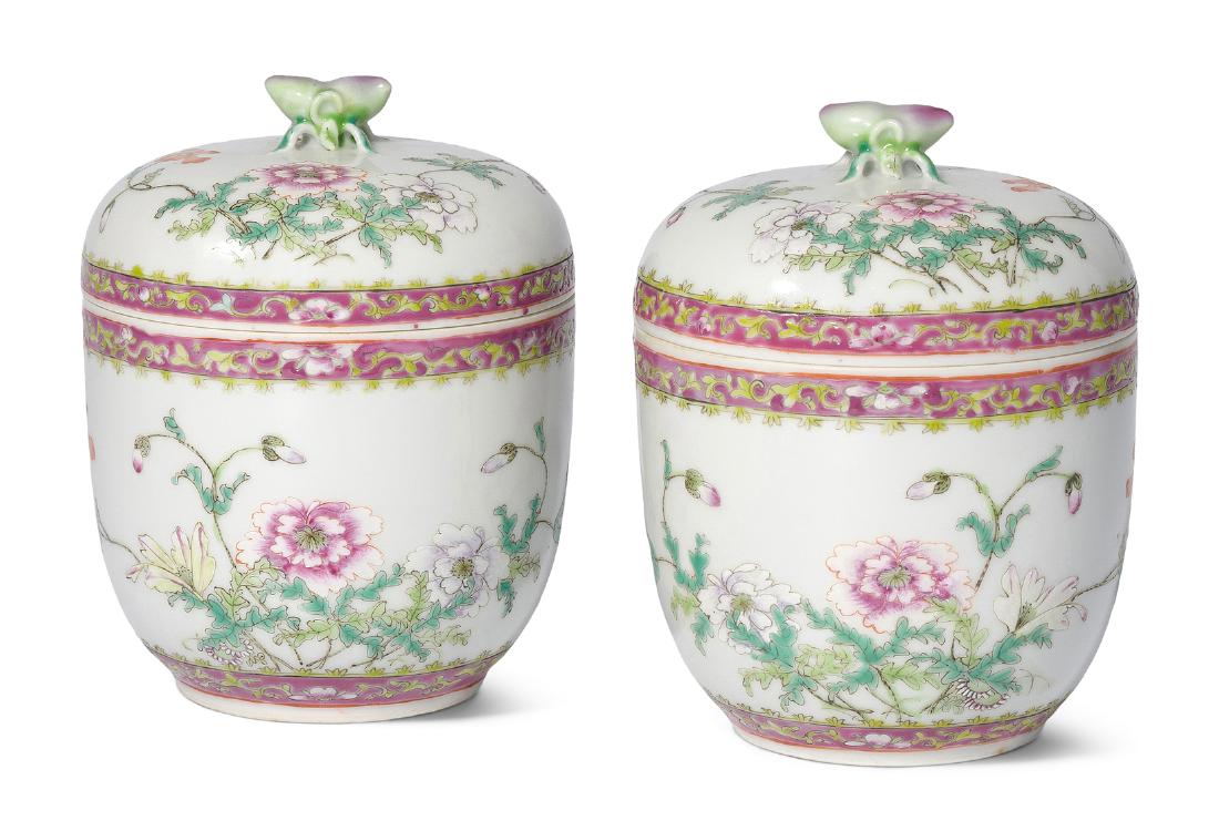 1 Paar Deckelschalen China, 20.Jh. Hongxian-Marke. (1 of 13)