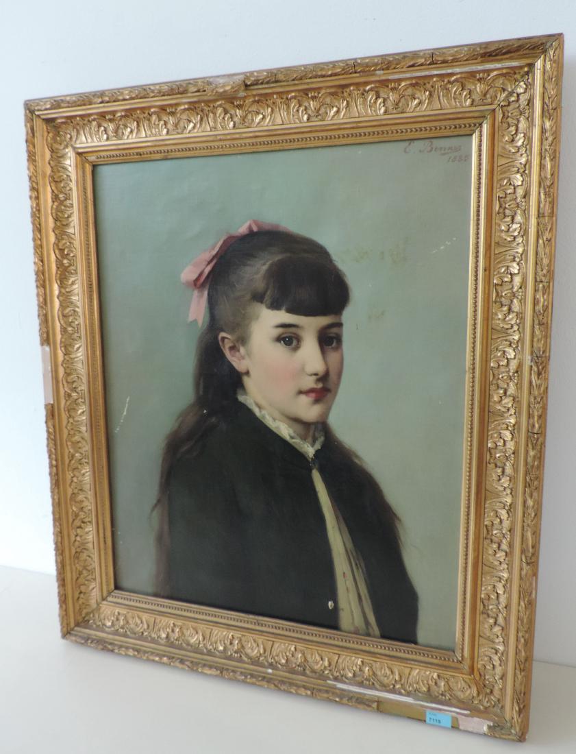 Benner, Emmanuel (Mulhouse 1836–1896 Nantes) Portrait: Benner, Emmanuel (Mulhouse 1836–1896 Nantes) Portrait eines Mädchens. 1885. Öl auf Leinwand. Oben rechts signiert und datiert. 55x46,5 cm.