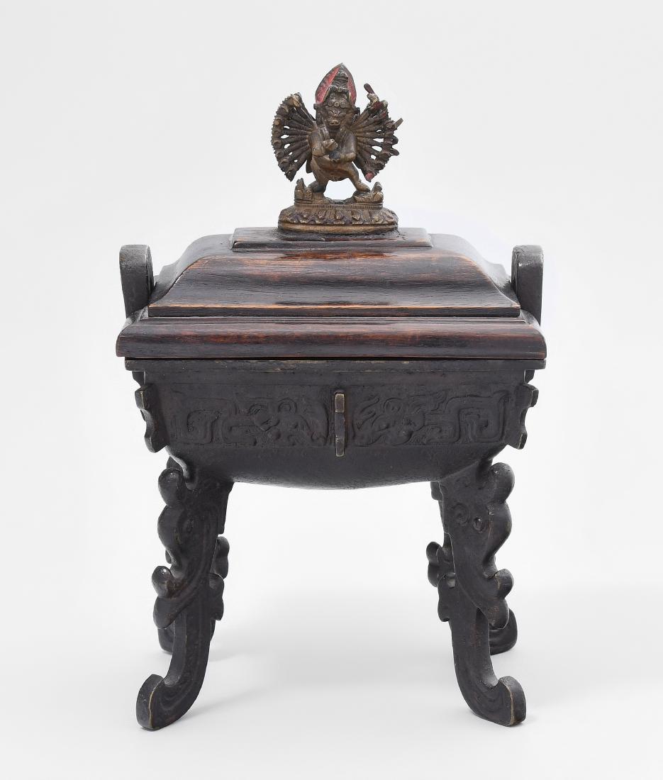 Räuchergefäss China, 19.Jh. Bronze, dunkel brüniert. (1 of 1)