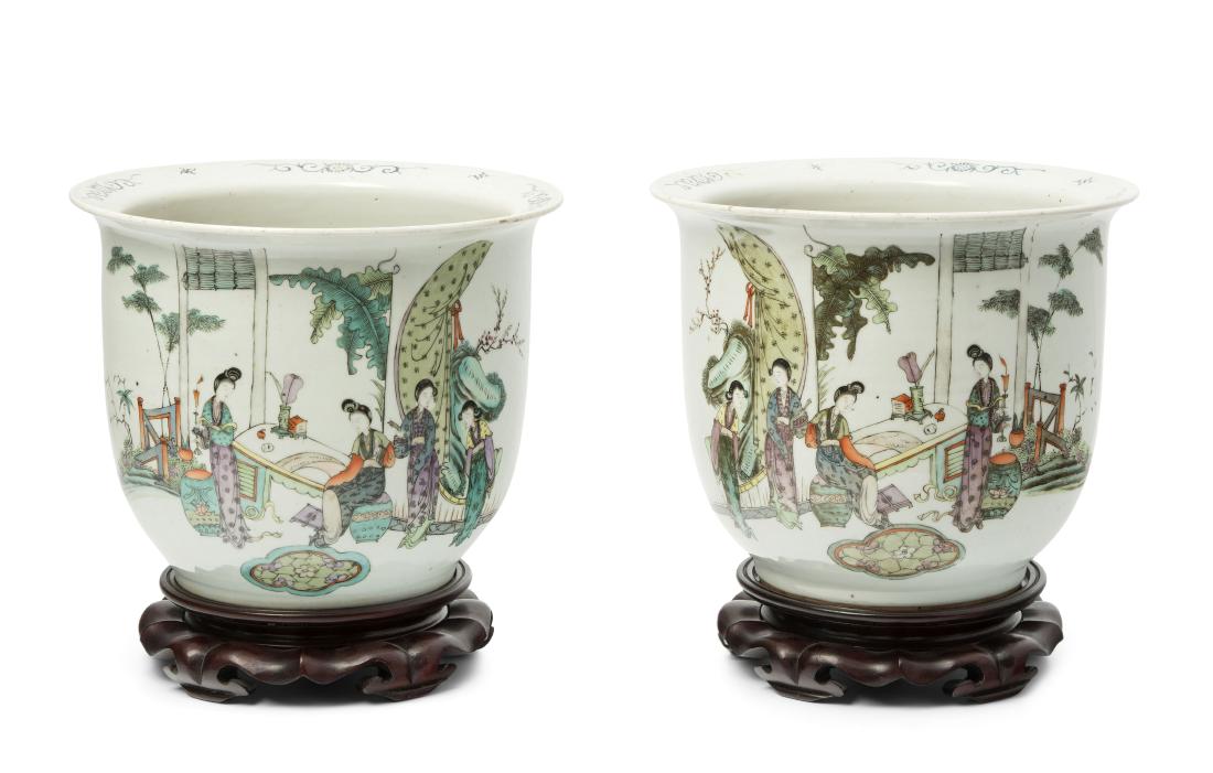 1 Paar Cachepots China, Anfang 20.Jh. Porzellan. (1 of 9)