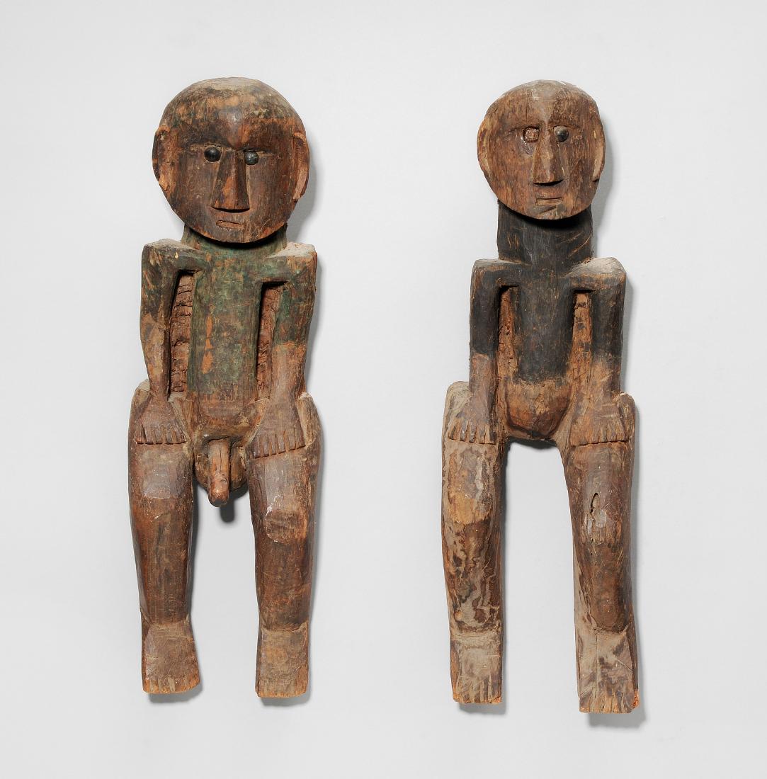 1 Paar Figuren Naga. Indien. Holz. Weibliche und (1 of 1)