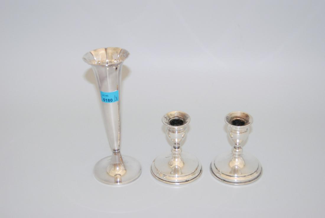 Lot: 1 Solifleur und 1 Paar Kerzenstöcke 20.Jh. Silber (1 of 1)