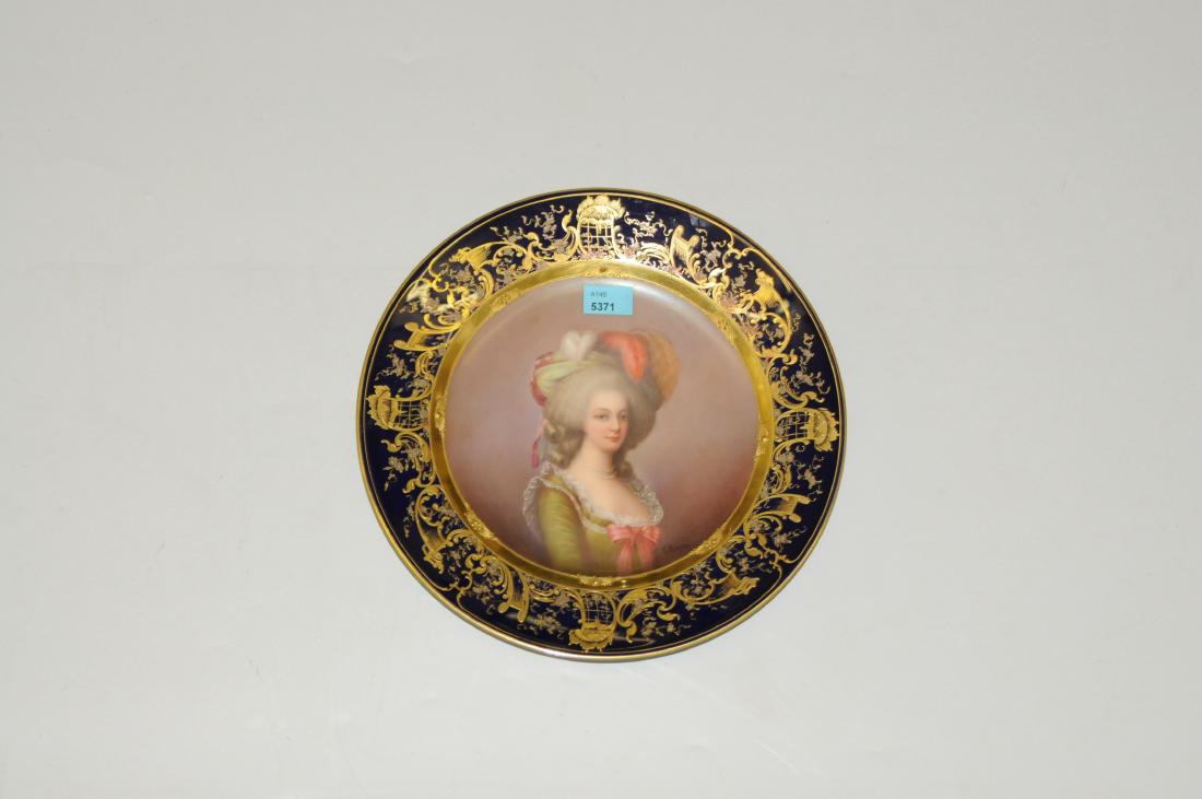 Zierteller Wien, 19.Jh. Porzellan, kobaltblaue Fahne (1 of 1)