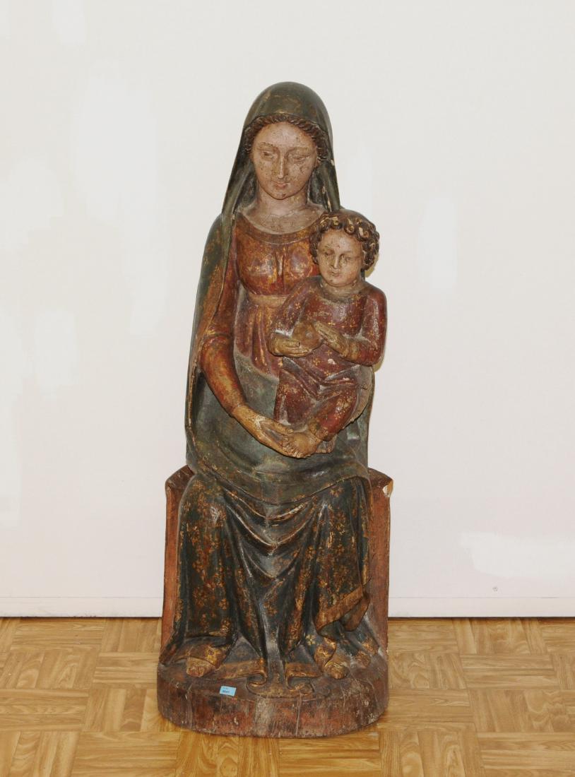 Thronende Maria Italien, 19.Jh., in der Art der Gotik. (1 of 1)