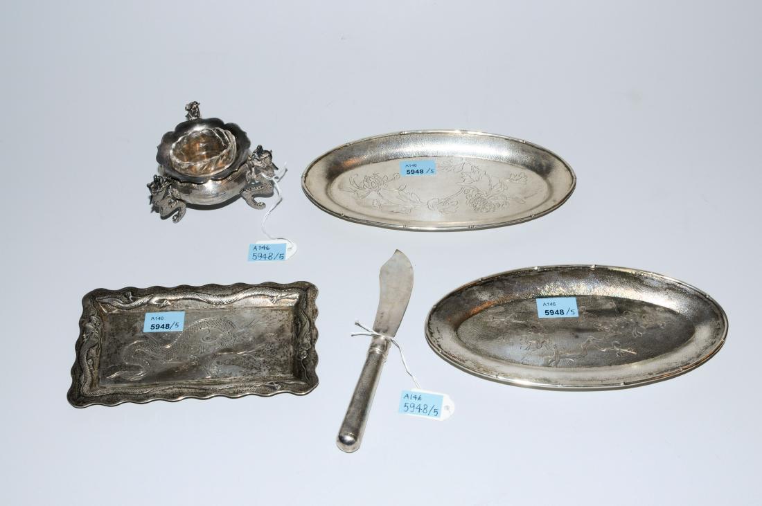 Lot: 3 kleine Platten, 1 Gefäss und 1 Messer China, um (1 of 1)