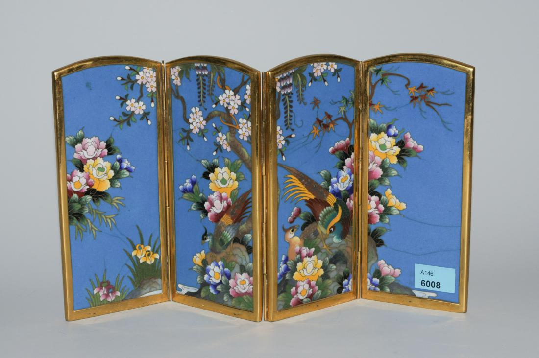 Miniaturparavent Japan, 20.Jh. Email cloisonné. (1 of 1)