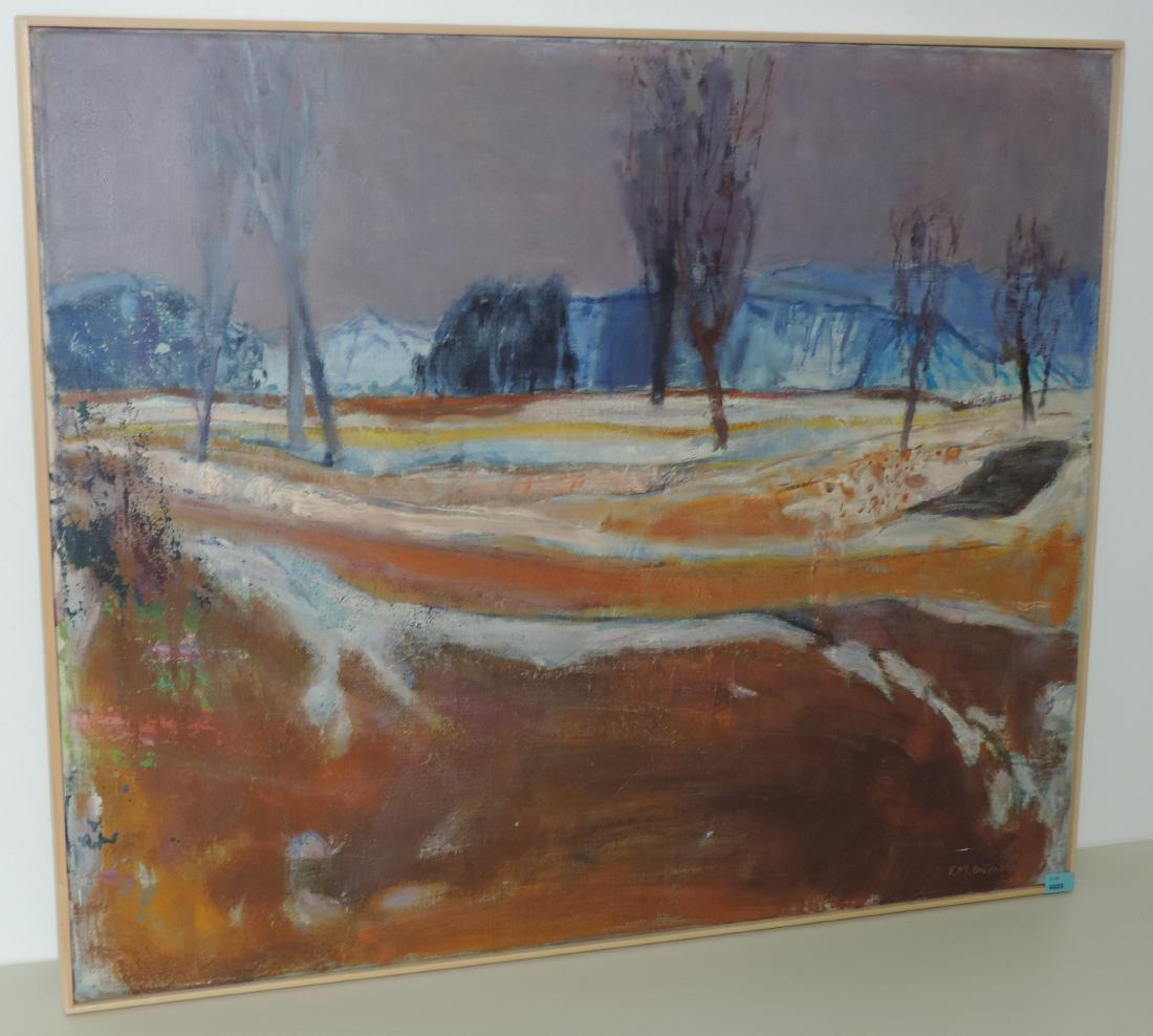 Brütschlin, Max Franz (Sursee 1910–1981 Zürich): Brütschlin, Max Franz (Sursee 1910–1981 Zürich) Schneeschmelze, um 1960. Öl auf Leinwand. Unten rechts signiert. 60x73 cm.