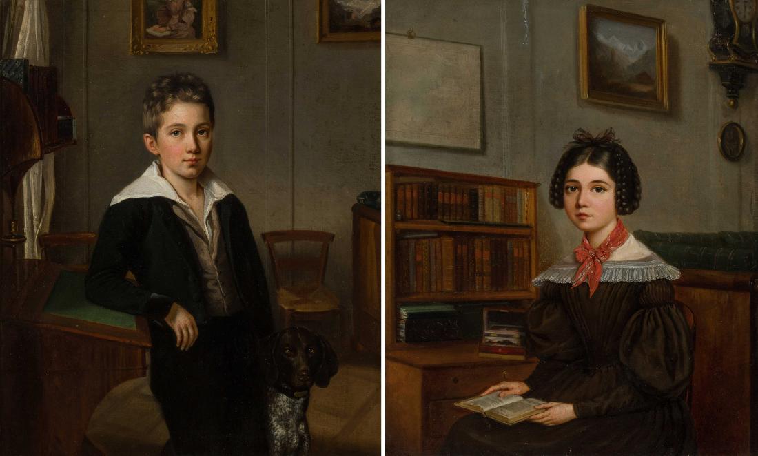 Anonym, um 1840/50 Gegenstücke. Junge mit seinem Hund (1 of 3)