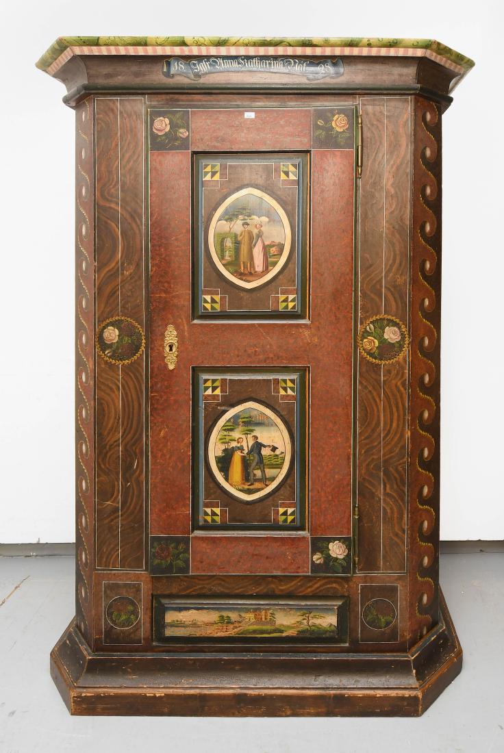 Bauernschrank Alpenländisch Biedermeier datiert 1828. (1 of 1)