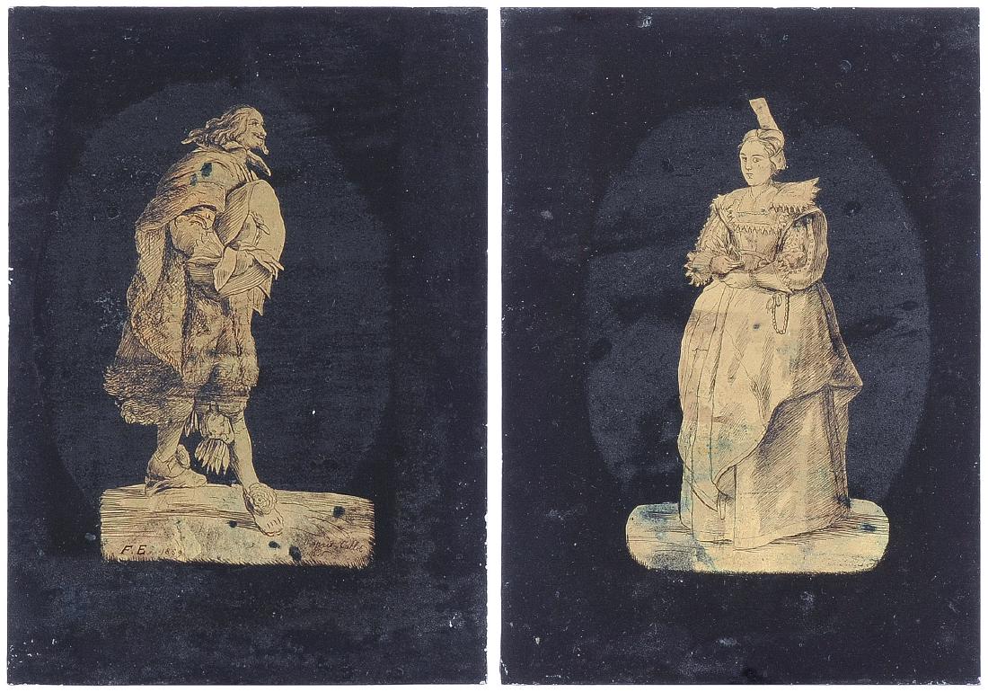 Serie von 6 Eglomisé-Bildern Süddeutsche oder (1 of 7)