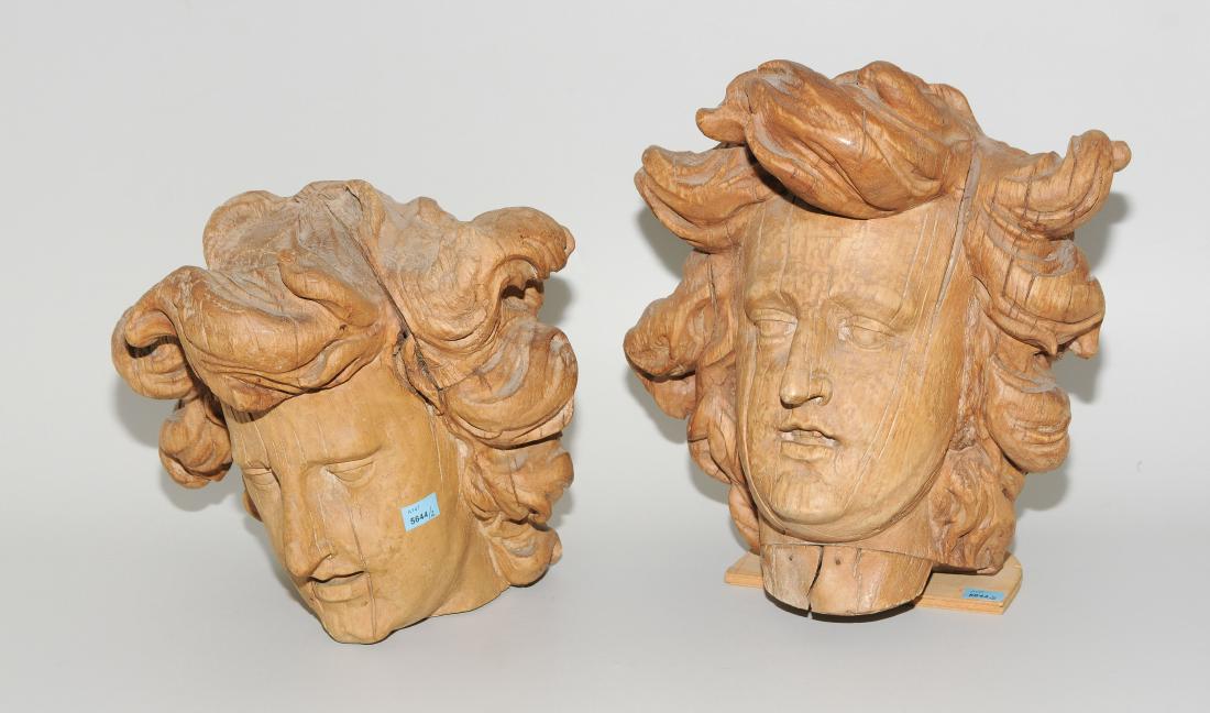 1 Paar (Engels-) Köpfe Barock. Holz geschnitzt, Fassung (1 of 1)