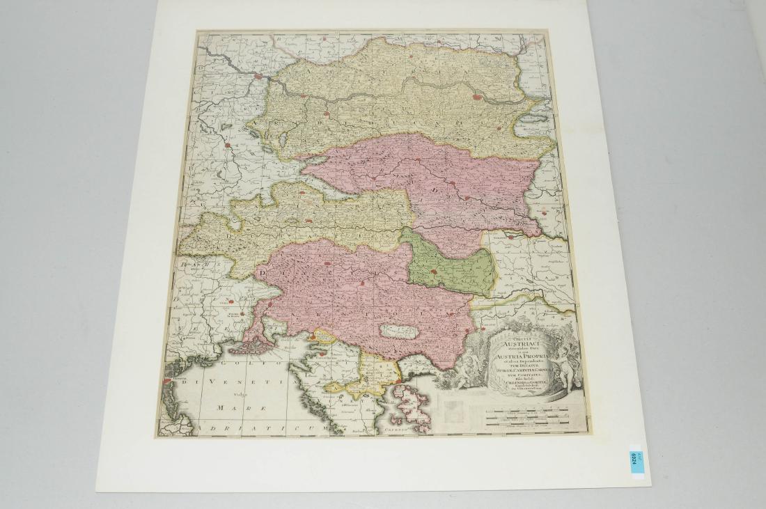 Österreich "Circuli Austriaci Orientalior Pars; in qua: Österreich "Circuli Austriaci Orientalior Pars; in qua Austria Propria". Flächenkol. Kupferstichkarte bei G. Valk, um 1680. Zeigt im Zentrum Kärnten, im Norden Ober- und Niederösterreich und im S�